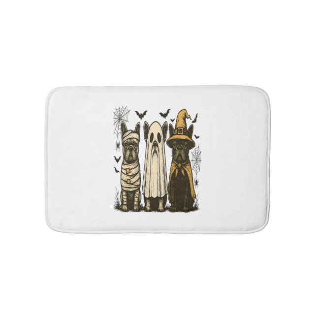 Alfombrilla De Baño Retro Halloween Fantasma Bulldog francés Gótico Pn (Anverso)