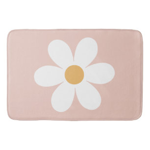 Alfombrilla De Baño Retro margarita rosa boho
