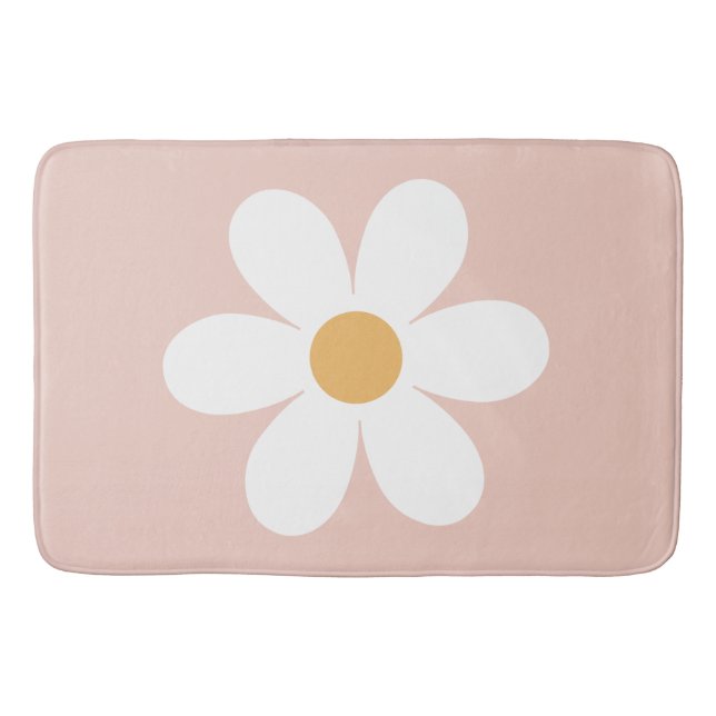 Alfombrilla De Baño Retro margarita rosa boho (Anverso)