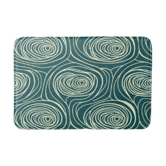 Alfombrilla De Baño Retro Mediados de Siglo Turquesa y Crema Remolino