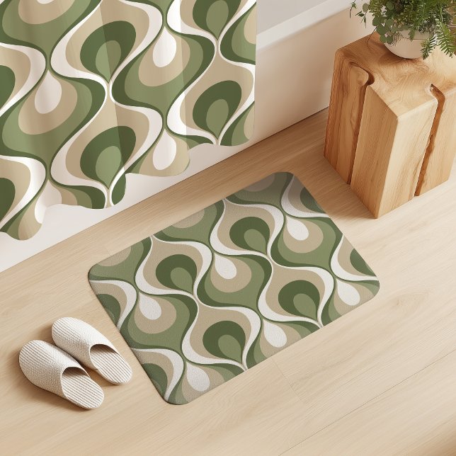Alfombrilla De Baño Retro Mood Sage Olive Green Beige White (Subido por el creador)
