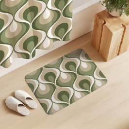 Alfombrilla De Baño Retro Mood Sage Verde Oliva Beige Blanco