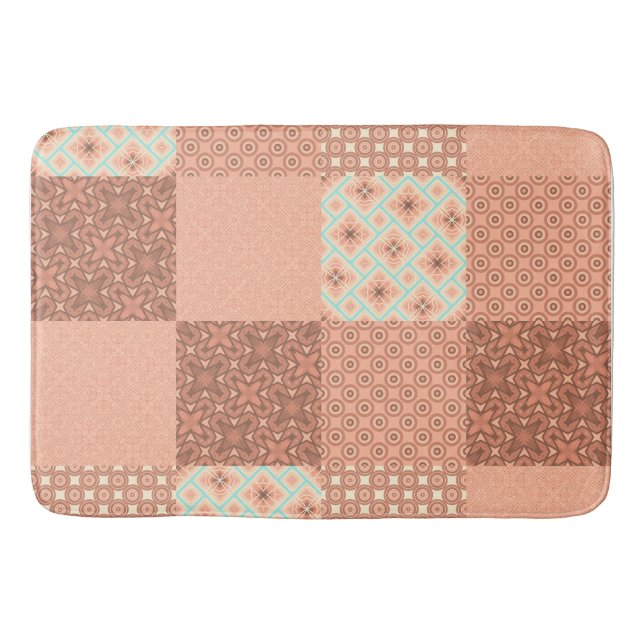 Alfombrilla De Baño Retro Pink Patchwork (Anverso)