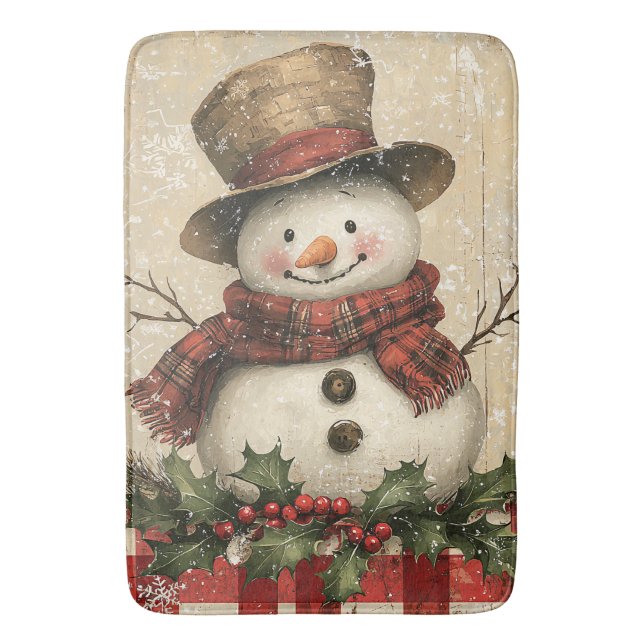 Alfombrilla De Baño Retro Snowman Bath Mat (Frente vertical)
