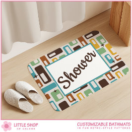 Alfombrilla De Baño Retro-Style Atomic Capsules Pattern Customizable