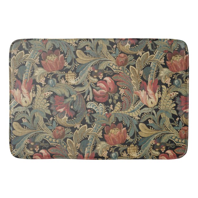 Alfombrilla De Baño Rich Floral Tapestry Brocade Antiguo Clásico (Anverso)