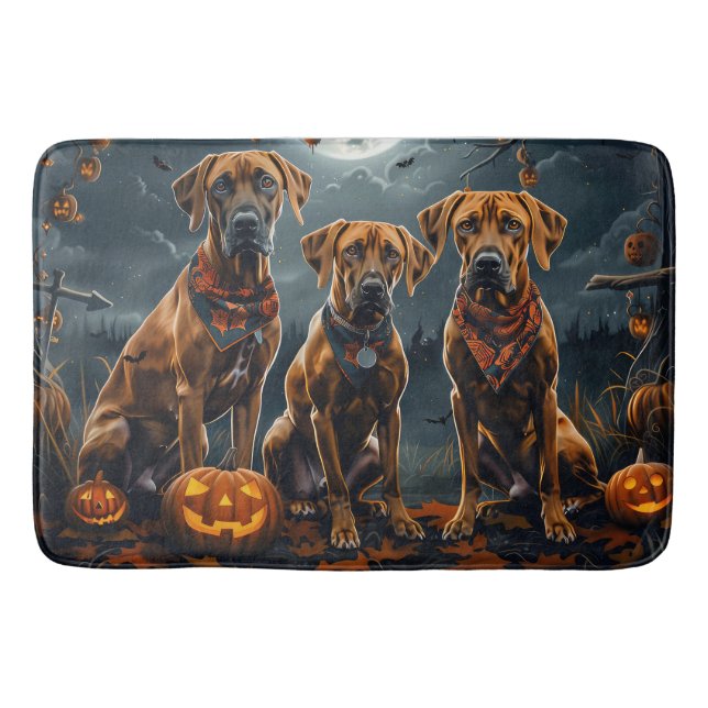 Alfombrilla De Baño Ridgeback Rhodesiano Halloween Spooky (Anverso)