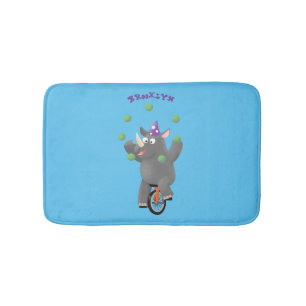 Alfombrilla De Baño Rinocerontes divertidos y lindos en monociclo