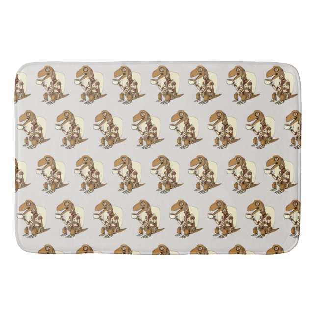 Alfombrilla De Baño Robot Dinosaur Drinking Coffee (Anverso)