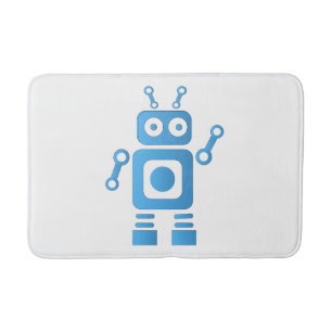 Alfombrilla De Baño Robot retro azul