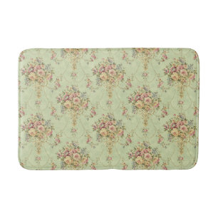 Alfombrilla De Baño Rococo floral de estilo victoriano verde sabio fra