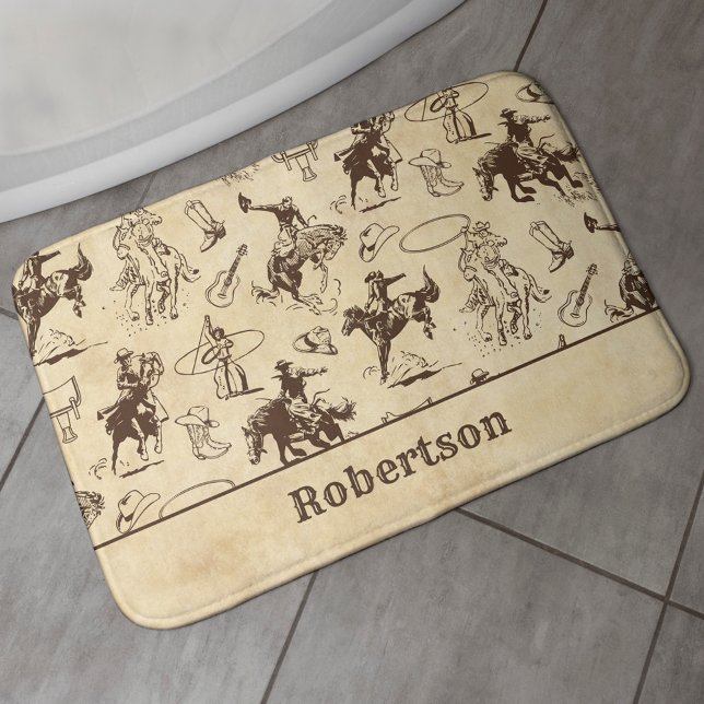 Alfombrilla De Baño Rodeo de niños y caballos occidentales personaliza (Subido por el creador)
