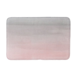 Alfombrilla De Baño Rojeciendo Rosa y Gris Acuarela Moderna Glamour Fe