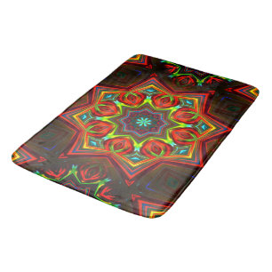 Alfombrilla De Baño Rojo amarillo torcido de ocho puntiagudos caleidos
