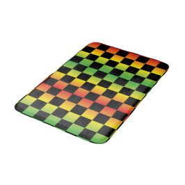 Alfombrilla De Baño Rojo Amarillo Verde Rasta Ombre Checkerboard