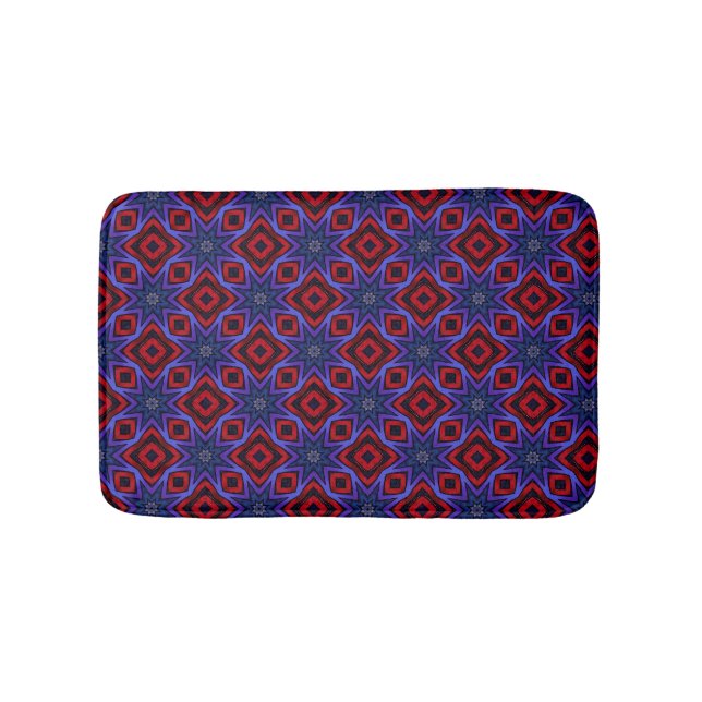 Alfombrilla De Baño Rojo Con Estrellas Azules (Anverso)