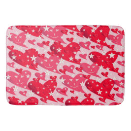 Alfombrilla De Baño rojo, corazón, corazón, reír, estrella, sonrisa, r