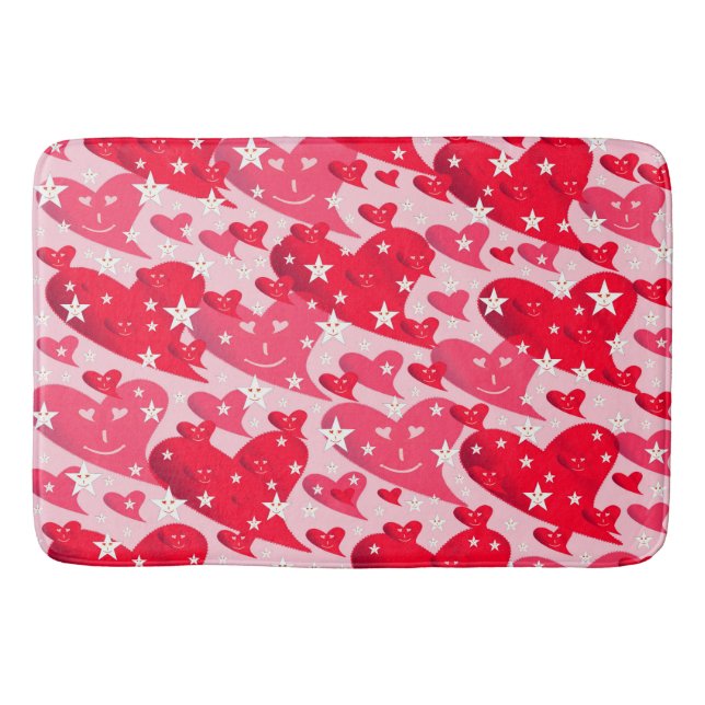 Alfombrilla De Baño rojo, corazón, corazón, risa, estrella, sonrisa, r (Anverso)