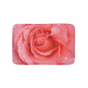Alfombrilla De Baño Rojo Romántico Rosa Gotitas de Agua de Rosa