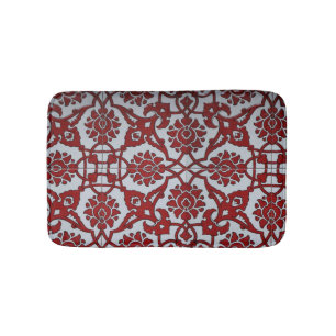 Alfombrilla De Baño Rojo Turco Cerámica Floral