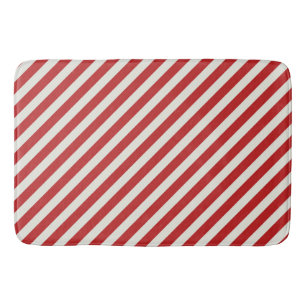 Alfombrilla De Baño Rojo y crema beige blanco raya Navidad vacaciones