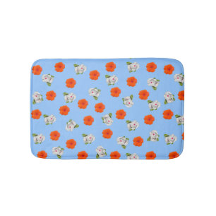 Alfombrilla De Baño Romance floral (fondo azul)