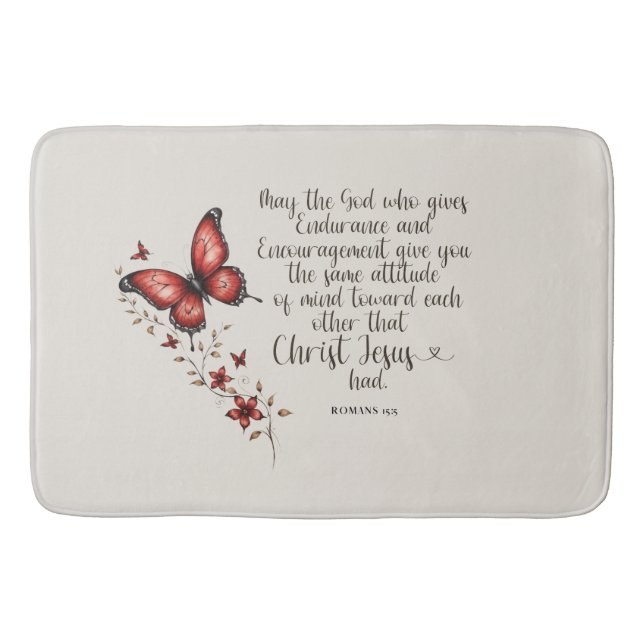 Alfombrilla De Baño Romanos 15:5 Biblia Verse Image (Anverso)
