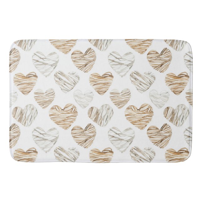 Alfombrilla De Baño Romantic Cream White Hearts (Anverso)