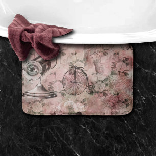Alfombrilla De Baño Romantic Steampunk   Ephemera de época antigua