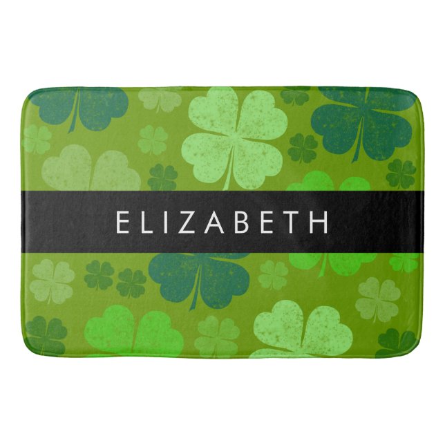 Alfombrilla De Baño Ropas verdes, Ropas suertudas, tu nombre (Anverso)