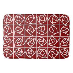 Alfombrilla De Baño Rosa Art Deco Cuadrados estilizados Floral primari