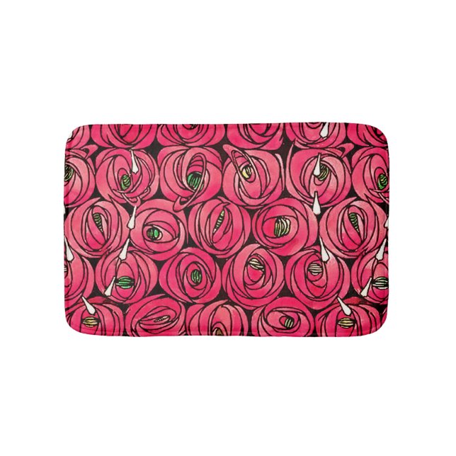 Alfombrilla De Baño Rosa Art Nouveau Rennie Macintosh Graphic (Anverso)
