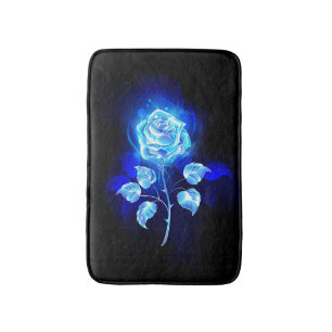 Alfombrilla De Baño Rosa azul en llamas