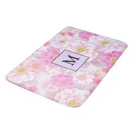 Alfombrilla De Baño Rosa blanca floral moderna