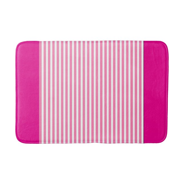 Alfombrilla De Baño Rosa Caliente Rayas Rosadas (Anverso)