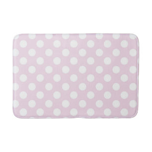 Alfombrilla De Baño Rosa Claro y Blanco con Lunares
