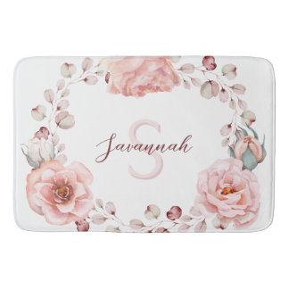 Alfombrilla De Baño Rosa de color de agua personalizado | Blanca
