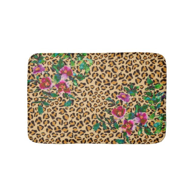 Alfombrilla De Baño Rosa de época - detalle de leopardo (Anverso)