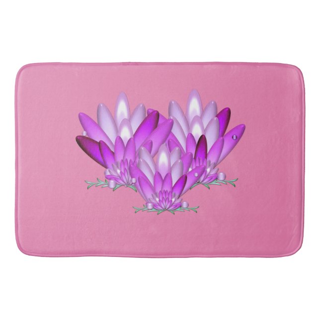 Alfombrilla De Baño Rosa de Lotus blossom con fondo rosa (Anverso)