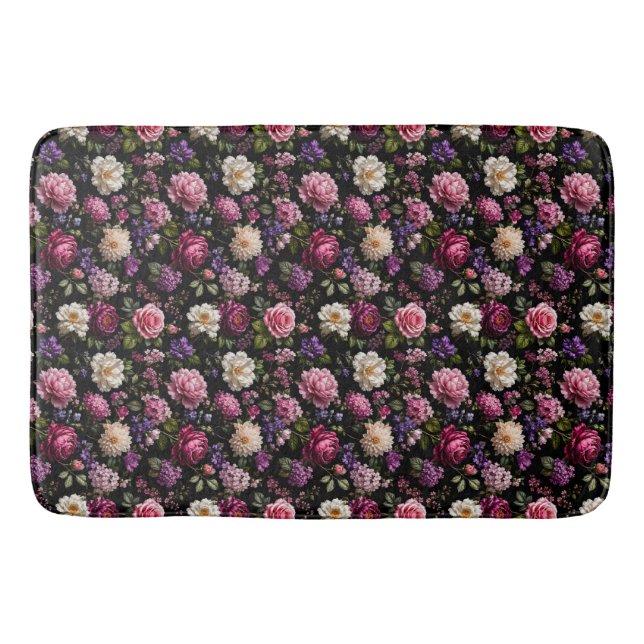 Alfombrilla De Baño Rosa de terciopelo negro (Anverso)
