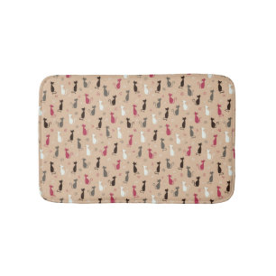 Alfombrilla De Baño rosa del modelo de los gatos
