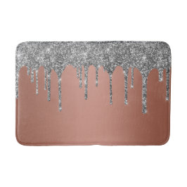 Alfombrilla De Baño Rosa Dorado Plateado Brillo Goteo Brillante