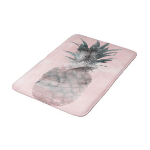 Alfombrilla De Baño Rosa Dorado Rosa Tropical Verano Piña Glam