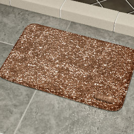 Alfombrilla De Baño Rosa Faux Gold Sparkle Purpurina Bath Mat