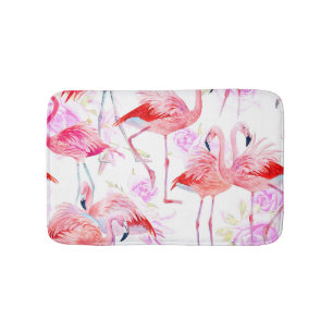 Alfombrilla De Baño Rosa Flamingo: Floral de aves acuáticas