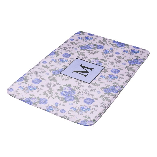 Alfombrilla De Baño Rosa Floral Azul moderno (Angular)