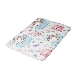 Alfombrilla de baño rosa, gato de arcoíris de unic