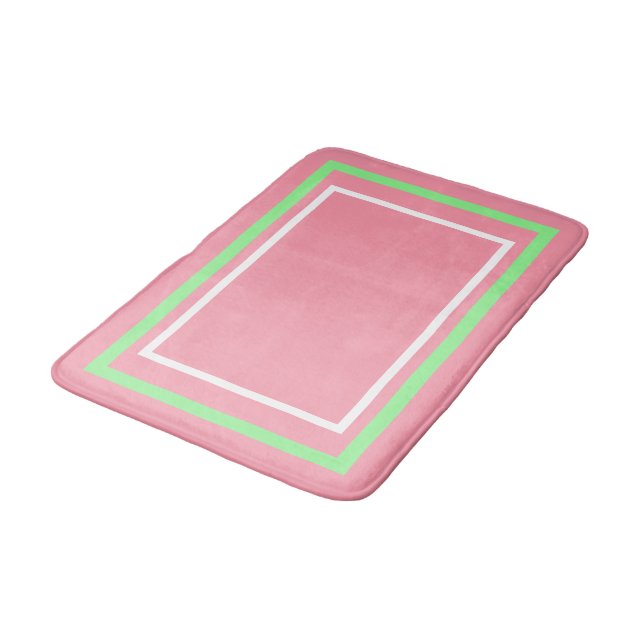 Alfombrilla De Baño Rosa Geométrico Verde Menta (Angular)