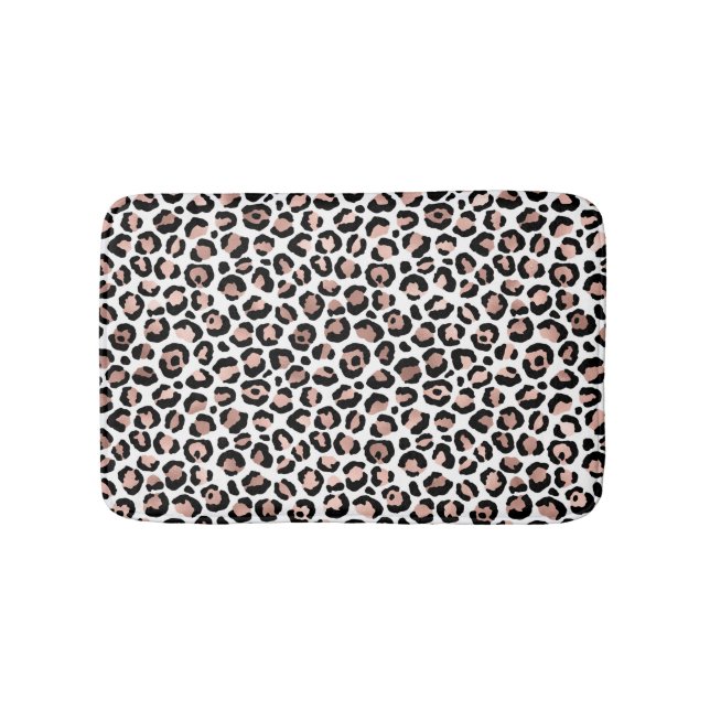 Alfombrilla De Baño Rosa Gold Black Leopard impresión cheetah trendy (Anverso)