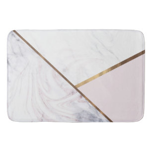 Alfombrilla De Baño Rosa Mármol Dorado y Bronce Rosa Glam